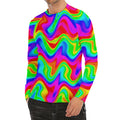 Psychedelic Rainbow Trippy Print Men's Long Sleeve Rash Guard