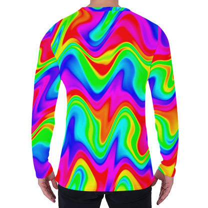 Psychedelic Rainbow Trippy Print Men's Long Sleeve T-Shirt