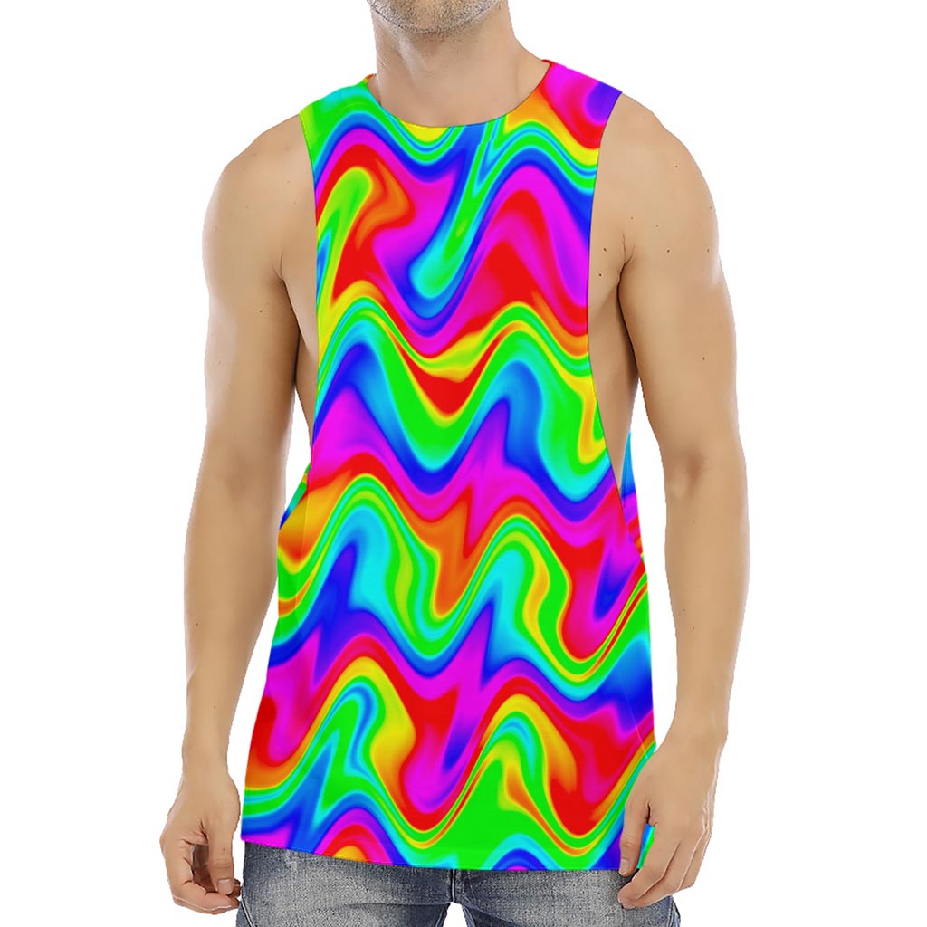 Psychedelic Rainbow Trippy Print Men's Muscle Tank Top