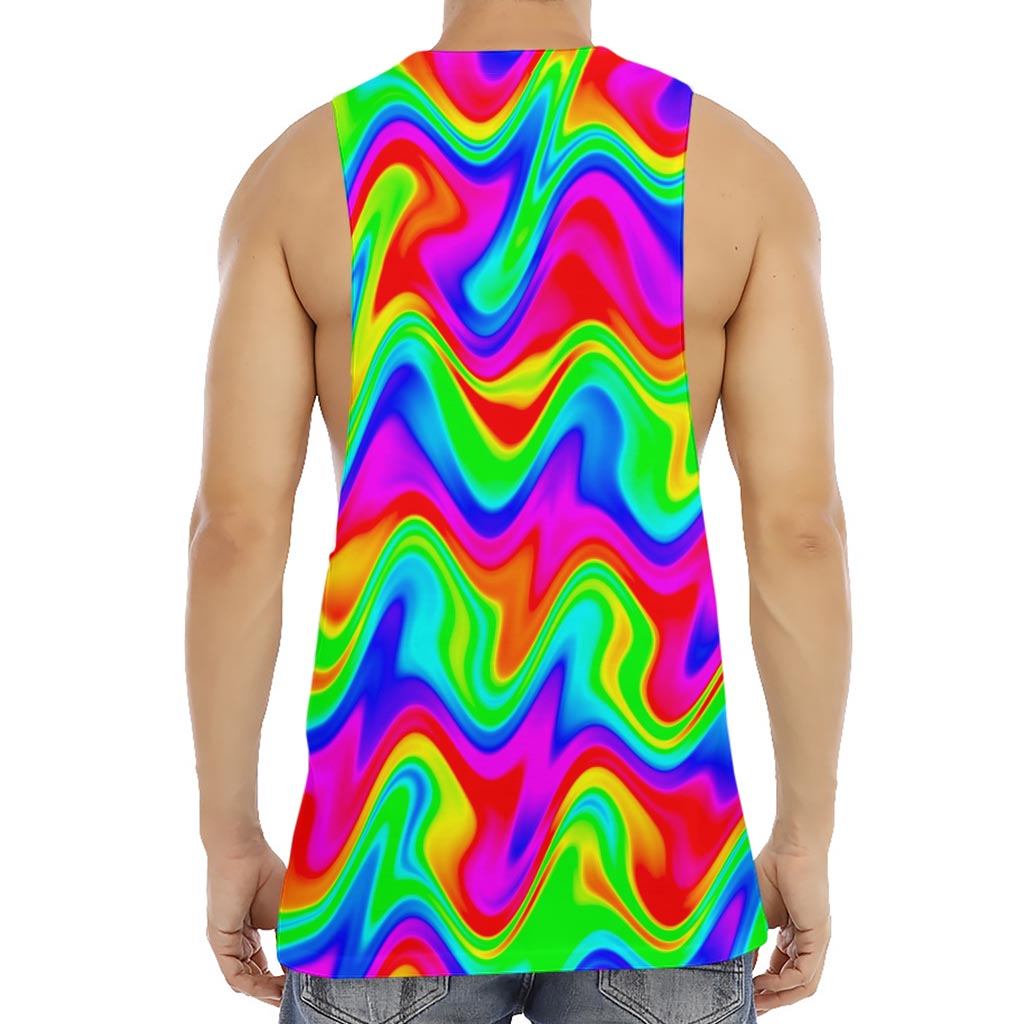 Psychedelic Rainbow Trippy Print Men's Muscle Tank Top