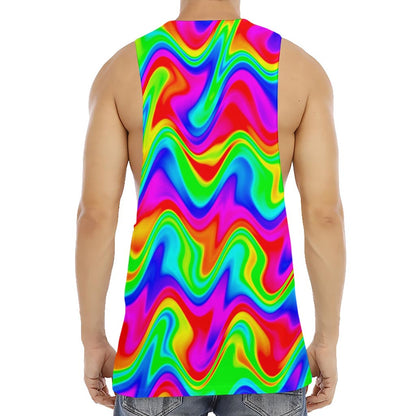Psychedelic Rainbow Trippy Print Men's Muscle Tank Top