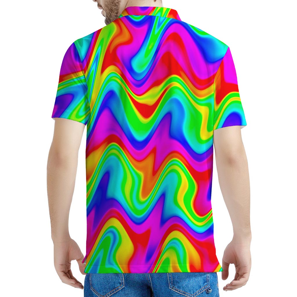 Psychedelic Rainbow Trippy Print Men's Polo Shirt