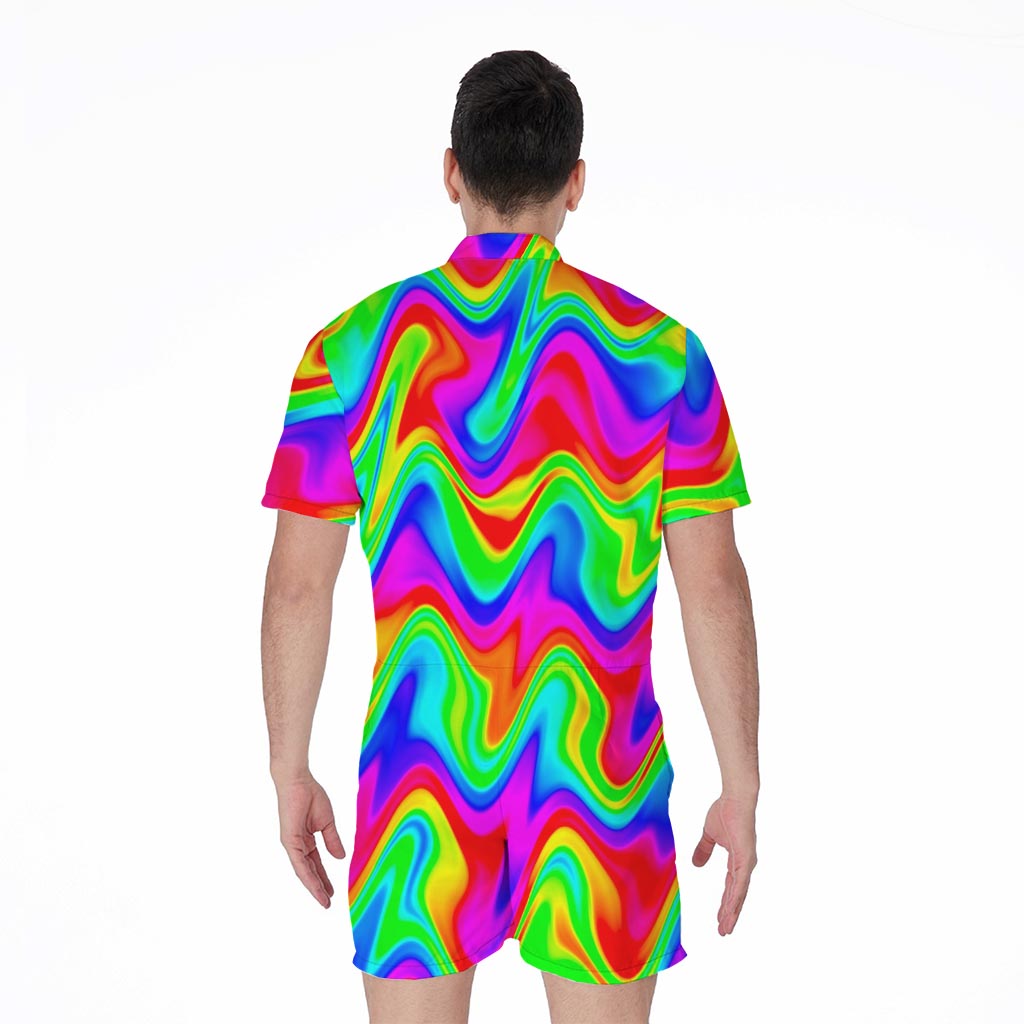 Psychedelic Rainbow Trippy Print Men's Rompers