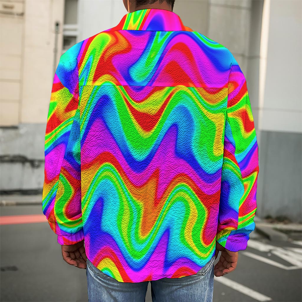 Psychedelic Rainbow Trippy Print Men's Shirt Jacket