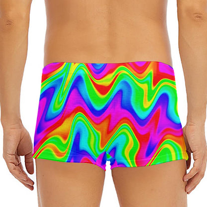 Psychedelic Rainbow Trippy Print Men's Short Boxer Briefs