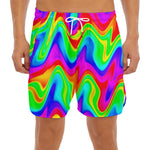 Psychedelic Rainbow Trippy Print Men's Split Running Shorts