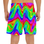 Psychedelic Rainbow Trippy Print Men's Split Running Shorts