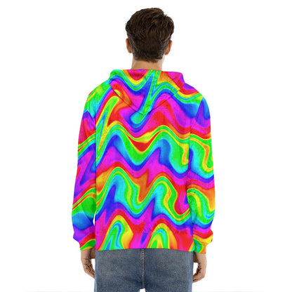 Psychedelic Rainbow Trippy Print Men's Velvet Pullover Hoodie