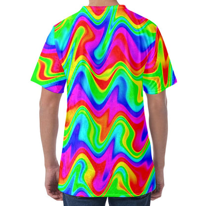 Psychedelic Rainbow Trippy Print Men's Velvet T-Shirt