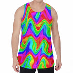 Psychedelic Rainbow Trippy Print Men's Velvet Tank Top