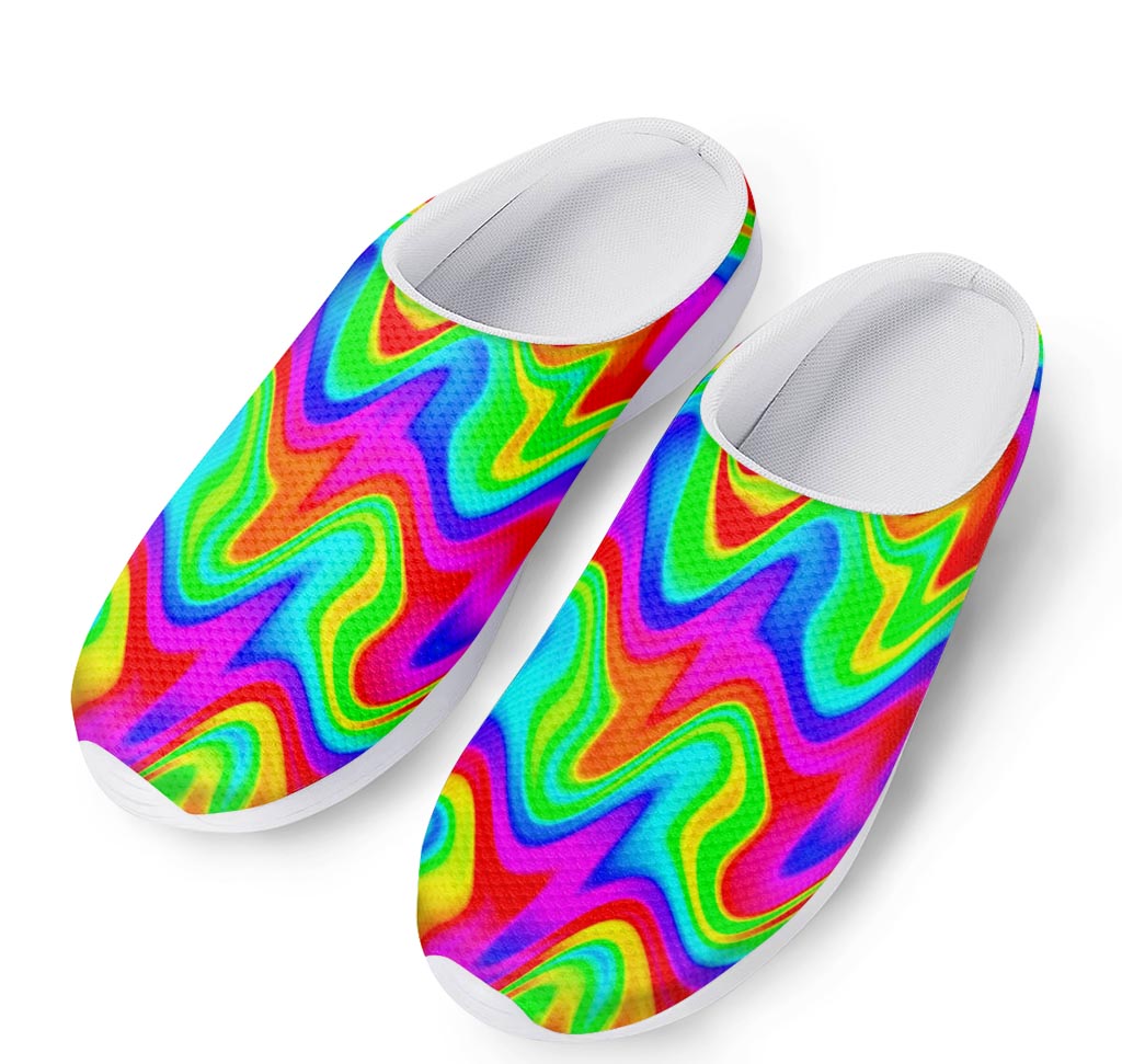 Psychedelic Rainbow Trippy Print Mesh Casual Shoes