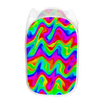 Psychedelic Rainbow Trippy Print Mesh Laundry Hamper