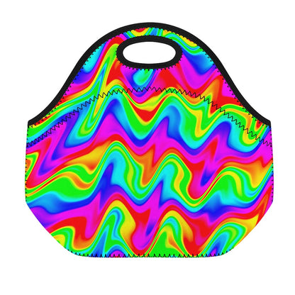 Psychedelic Rainbow Trippy Print Neoprene Lunch Bag