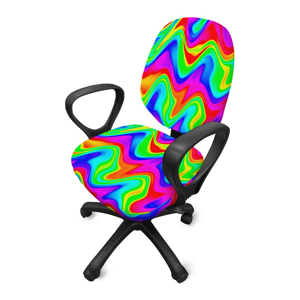 Psychedelic Rainbow Trippy Print Office Chair Cover