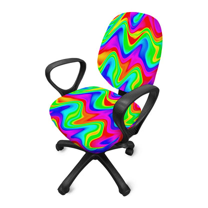Psychedelic Rainbow Trippy Print Office Chair Cover