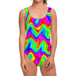 Psychedelic Rainbow Trippy Print One Piece Swimsuit