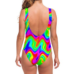 Psychedelic Rainbow Trippy Print One Piece Swimsuit