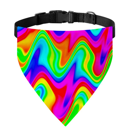 Psychedelic Rainbow Trippy Print Over The Collar Dog Bandana