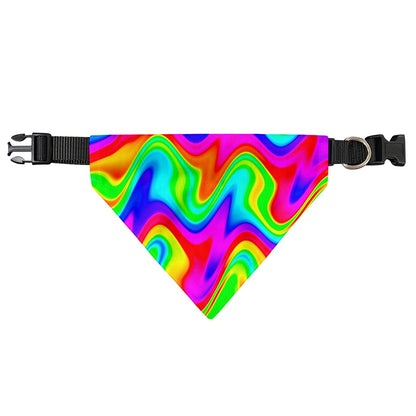 Psychedelic Rainbow Trippy Print Over The Collar Dog Bandana