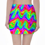 Psychedelic Rainbow Trippy Print Pencil Mini Skirt