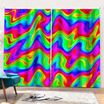 Psychedelic Rainbow Trippy Print Pencil Pleat Curtains