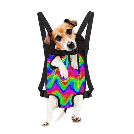 Psychedelic Rainbow Trippy Print Pet Carrier Backpack