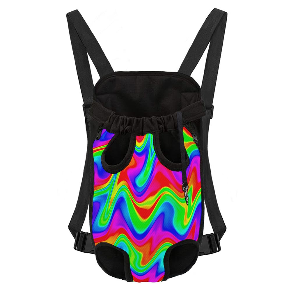 Psychedelic Rainbow Trippy Print Pet Carrier Backpack