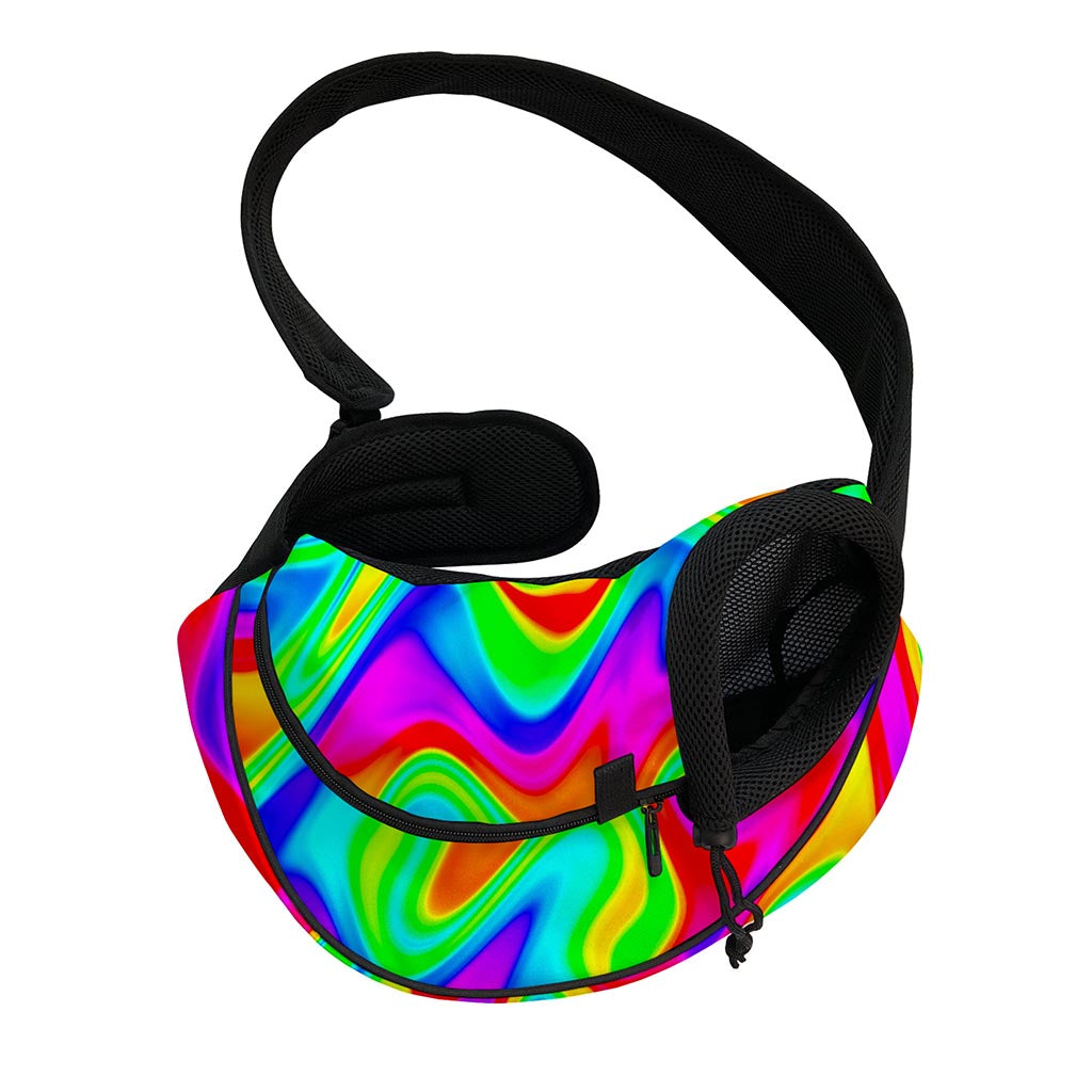 Psychedelic Rainbow Trippy Print Pet Sling Carrier
