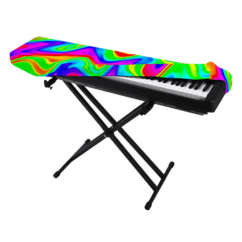 Psychedelic Rainbow Trippy Print Piano Keyboard Cover