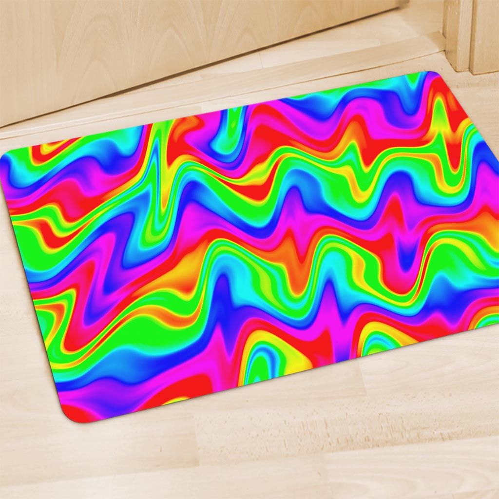 Psychedelic Rainbow Trippy Print Polyester Doormat