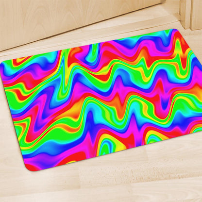 Psychedelic Rainbow Trippy Print Polyester Doormat