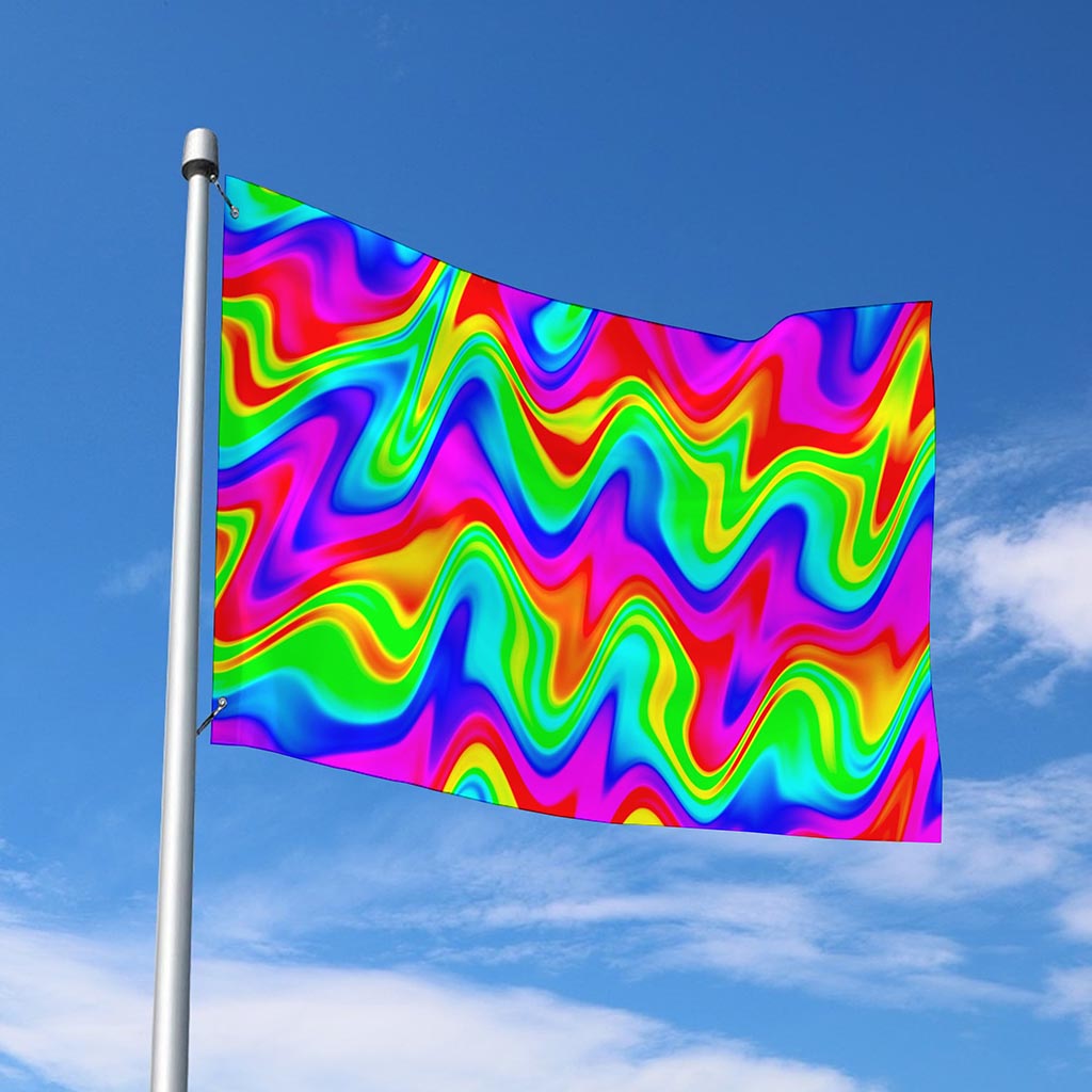 Psychedelic Rainbow Trippy Print Polyester Flag