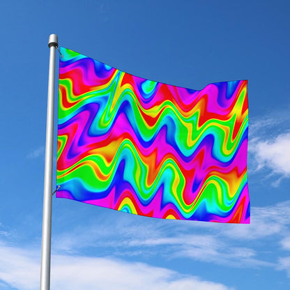 Psychedelic Rainbow Trippy Print Polyester Flag