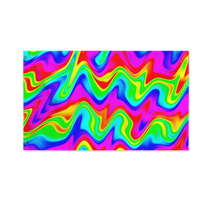 Psychedelic Rainbow Trippy Print Polyester Flag