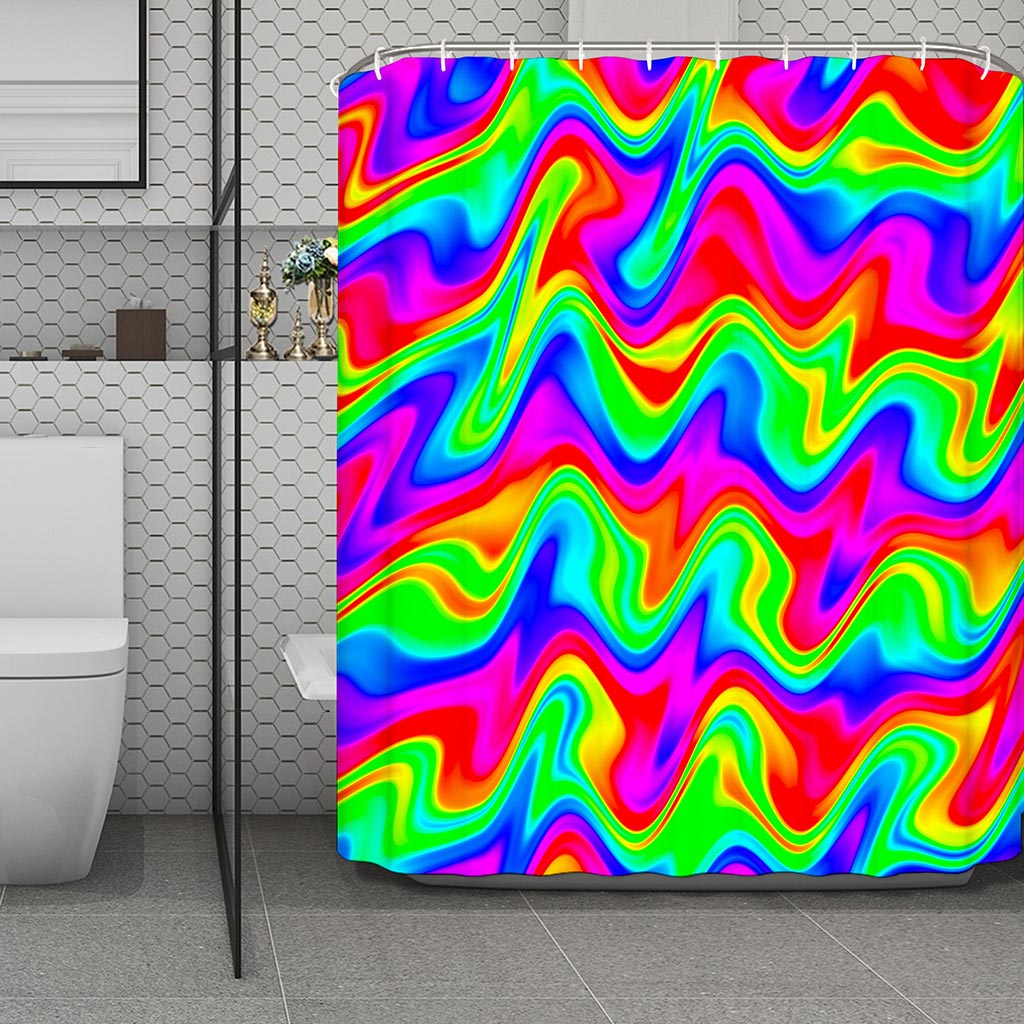 Psychedelic Rainbow Trippy Print Polyester Shower Curtain