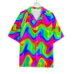 Psychedelic Rainbow Trippy Print Rayon Hawaiian Shirt