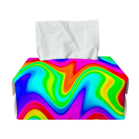 Psychedelic Rainbow Trippy Print Rectangle Tissue Box Cover
