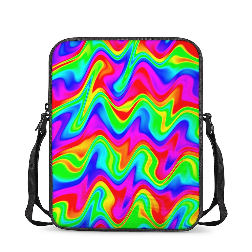 Psychedelic Rainbow Trippy Print Rectangular Crossbody Bag