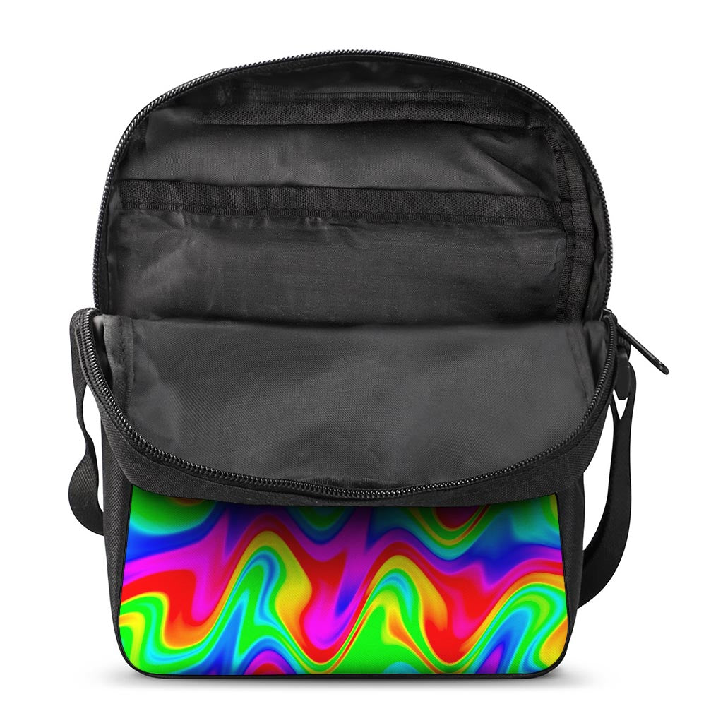 Psychedelic Rainbow Trippy Print Rectangular Crossbody Bag