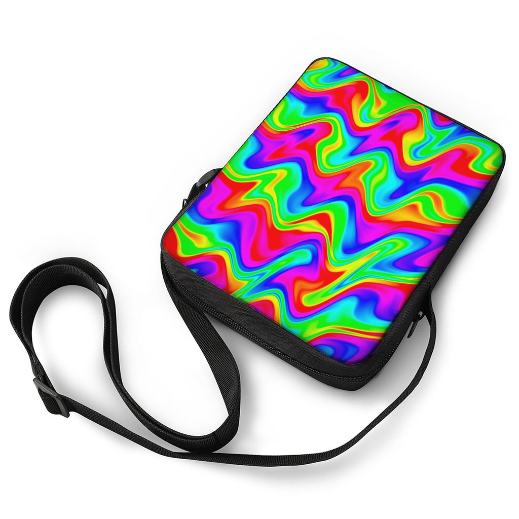Psychedelic Rainbow Trippy Print Rectangular Crossbody Bag