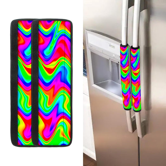 Psychedelic Rainbow Trippy Print Refrigerator Handle Covers