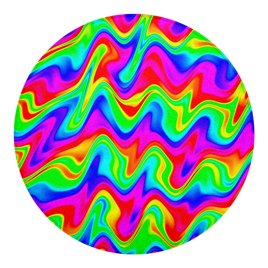 Psychedelic Rainbow Trippy Print Round Blanket