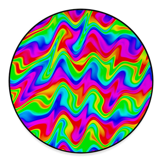 Psychedelic Rainbow Trippy Print Round Floor Mat