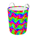 Psychedelic Rainbow Trippy Print Round Laundry Basket