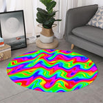 Psychedelic Rainbow Trippy Print Round Rug