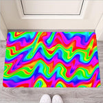 Psychedelic Rainbow Trippy Print Rubber Doormat