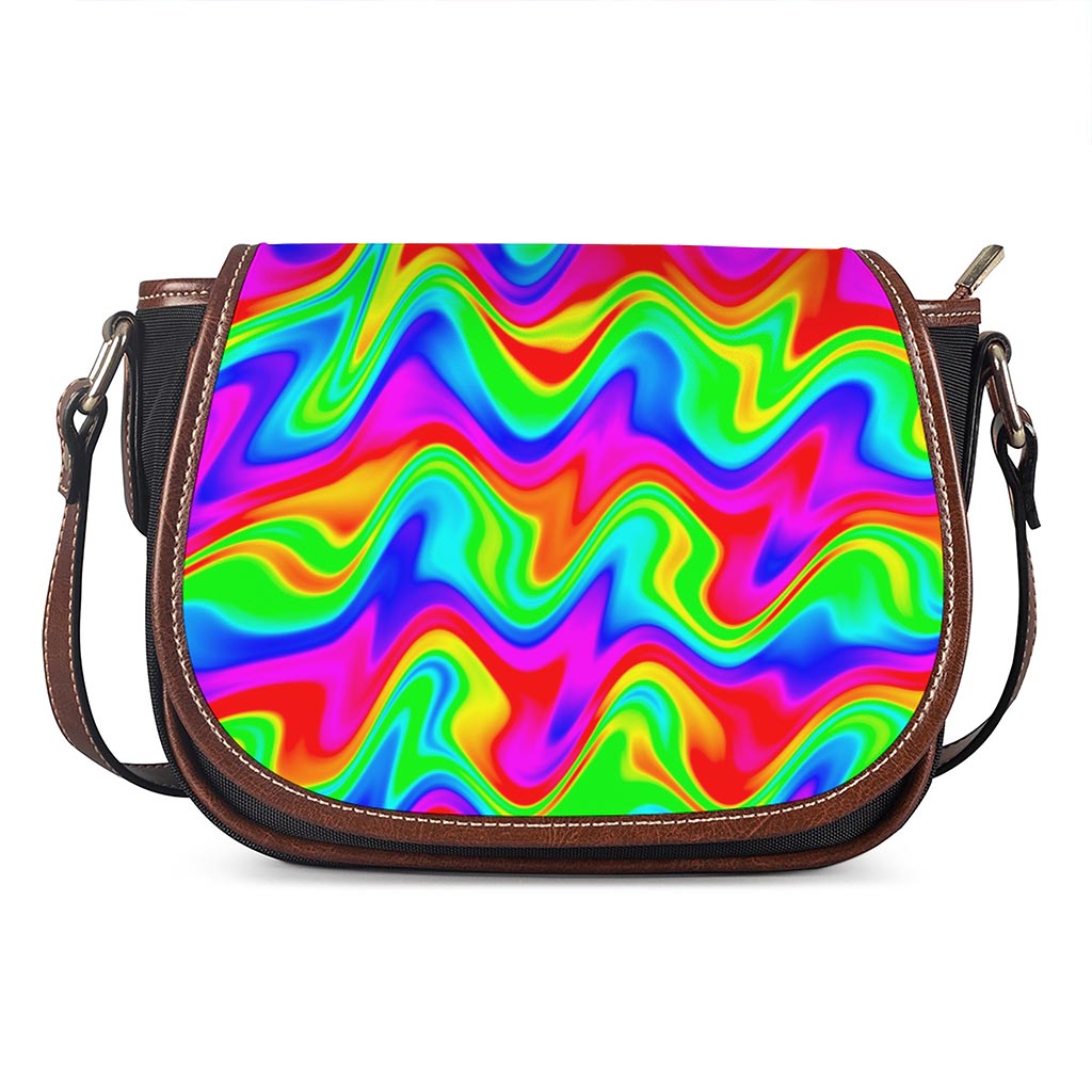 Psychedelic Rainbow Trippy Print Saddle Bag