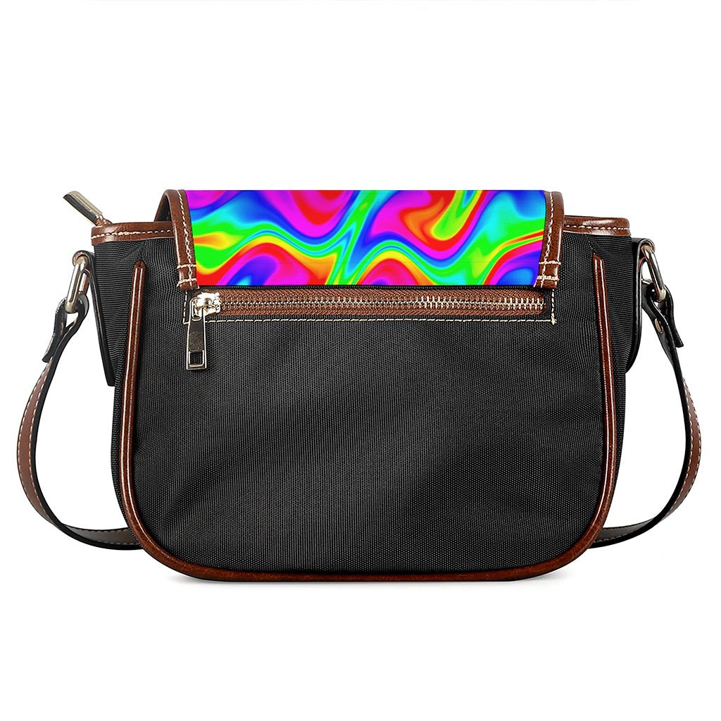Psychedelic Rainbow Trippy Print Saddle Bag