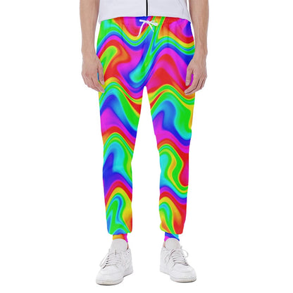 Psychedelic Rainbow Trippy Print Scuba Joggers
