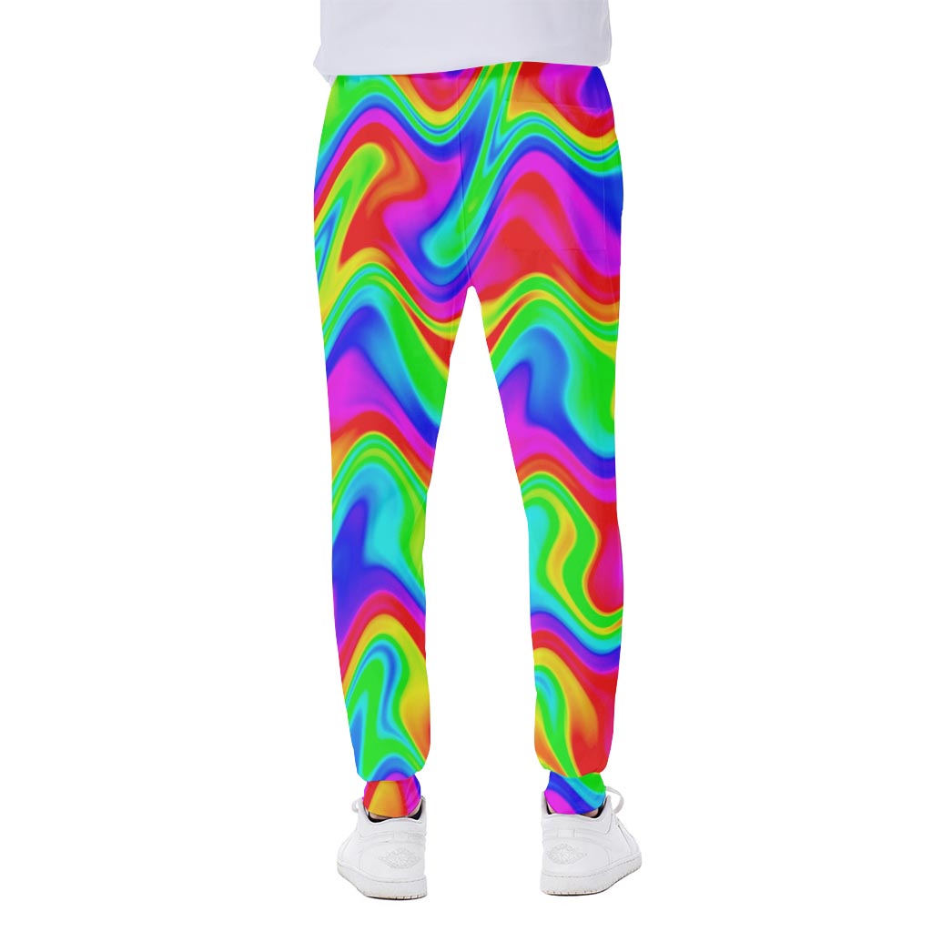 Psychedelic Rainbow Trippy Print Scuba Joggers